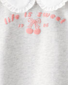 Toddler Girl Life Is Sweet French Terry Short-Sleeve Top - Grey, image 4 of 5 slides