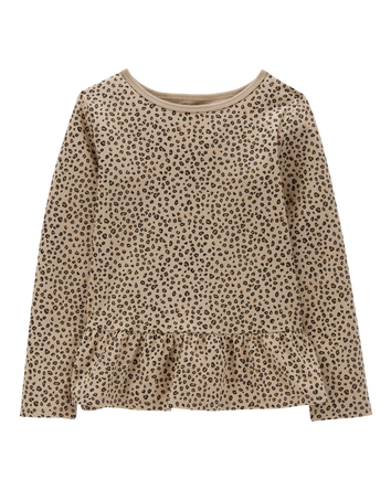 Kid Leopard Print Peplum Top, 