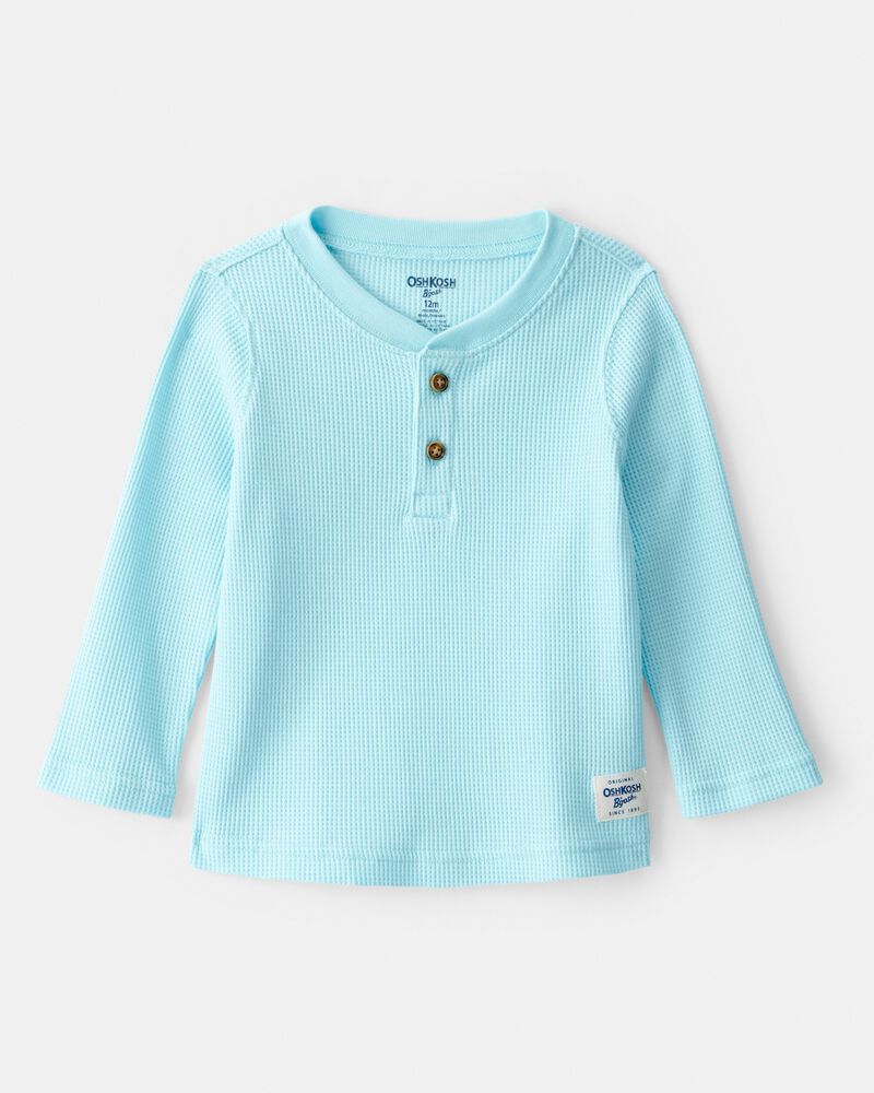 Baby Boy Long-Sleeve Henley Tee - Blue, image 1 of 3 slides