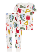 Toddler 2-Piece Back To School Print 100% Snug Fit Cotton Pyjamas, image 1 of 4 slides