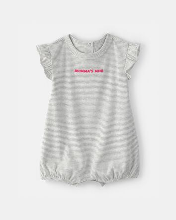 Baby Girl Momma's Mini' Short-Sleeve Romper - Grey, 