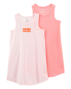 Filles - Emballage de 2 robes de nuit à rayures - Rose, image 1 sur 4 diapositives