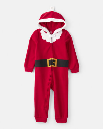 Toddler Santa Hooded Loose Fit Long-Sleeve 2-Way Zip 1-Piece pyjamas - Red, 