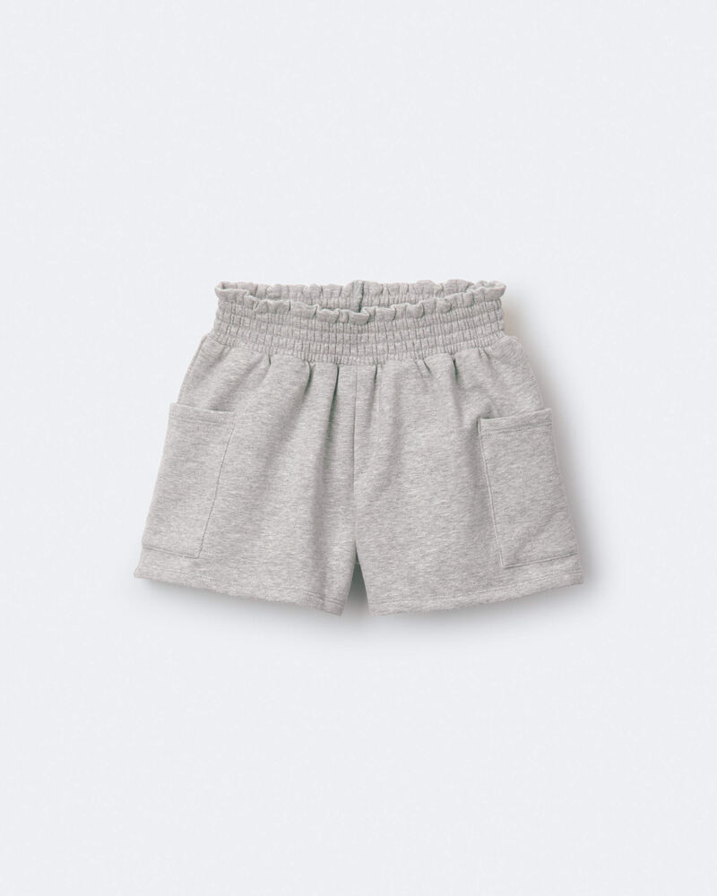 Toddler Girl Fleece Swing Shorts with Pockets &ndash; Heathered Grey, image 2 of 7 slides