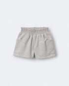 Toddler Girl Fleece Swing Shorts with Pockets &ndash; Heathered Grey, image 2 of 7 slides