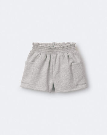 Toddler Girl Fleece Swing Shorts with Pockets &ndash; Heathered Grey, 
