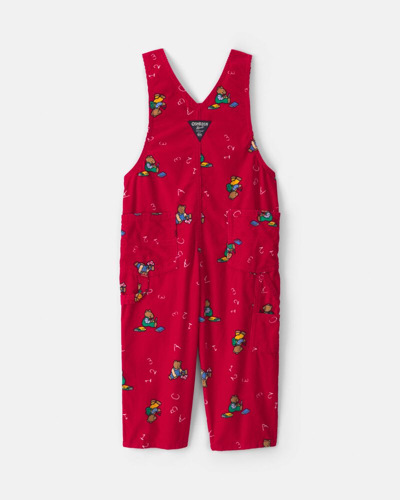 Toddler Bear Corduroy Overalls - Red, image 2 of 4 slides