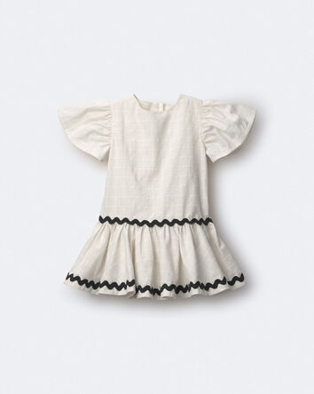 Tout-petit fille - Robe p&eacute;plum &agrave; manches courtes - Cr&egrave;me, 