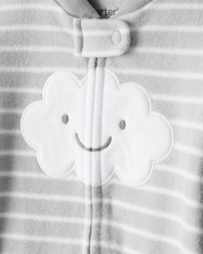 Baby Cloud Print Loose Fit Sleeper - Grey, image 2 of 5 slides