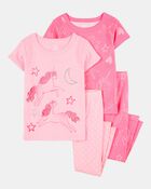Toddler Girl 4-Piece Unicorn Cotton Pyjamas, image 1 of 4 slides