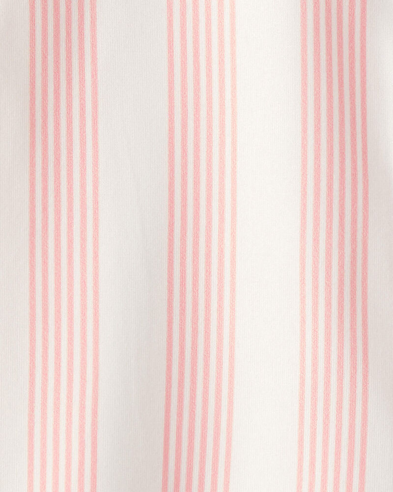 Toddler Girl Striped Loose Fit 2-Piece Pyjama Set - Pink/Ivory, image 4 of 5 slides