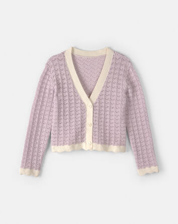 Girls Button-Down Knit Cardigan Sweater - Purple, 