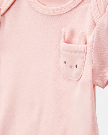 Baby Girl 5-Pack Floral Bunny Short-Sleeve Cotton Bodysuits, 