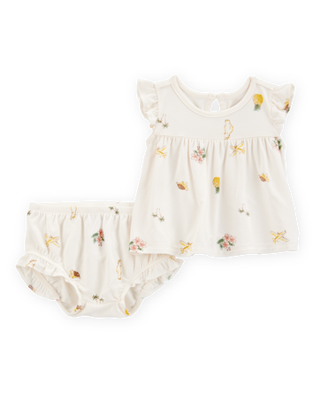 Baby 2-Piece Tropical Print PurelySoft Outfit Set - Ivory, 