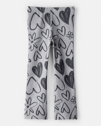 Tout-petit fille - Legging c&ocirc;tel&eacute; extensible &agrave; enfiler &agrave; motif de coeur - Gris, 