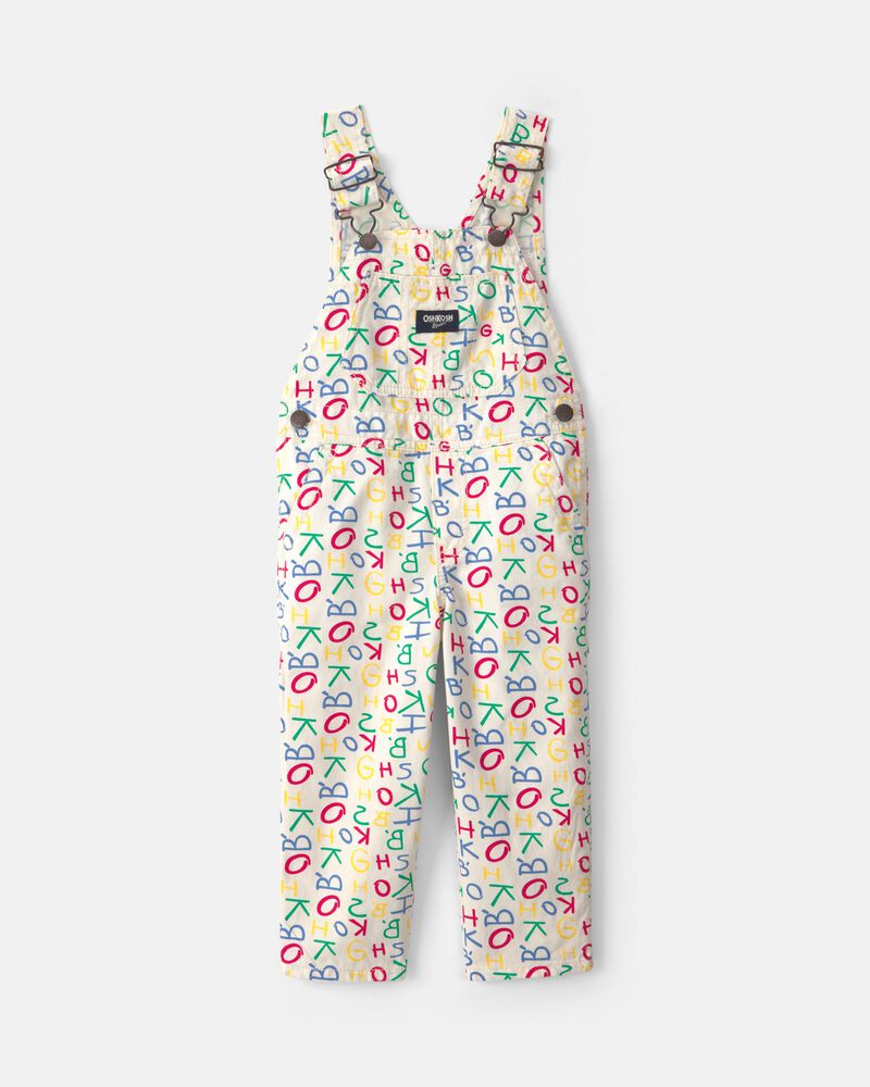 Toddler Alphabet Overalls - White, image 1 of 4 slides