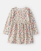 Toddler Girl Floral Long-Sleeve Knit Dress - Cream, image 1 of 4 slides