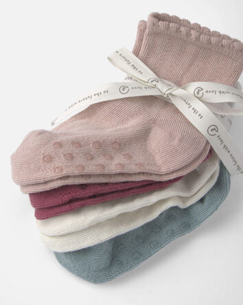 Toddler Girl 4-Pack No-Slip Ankle Socks Made with Organic Cotton, 