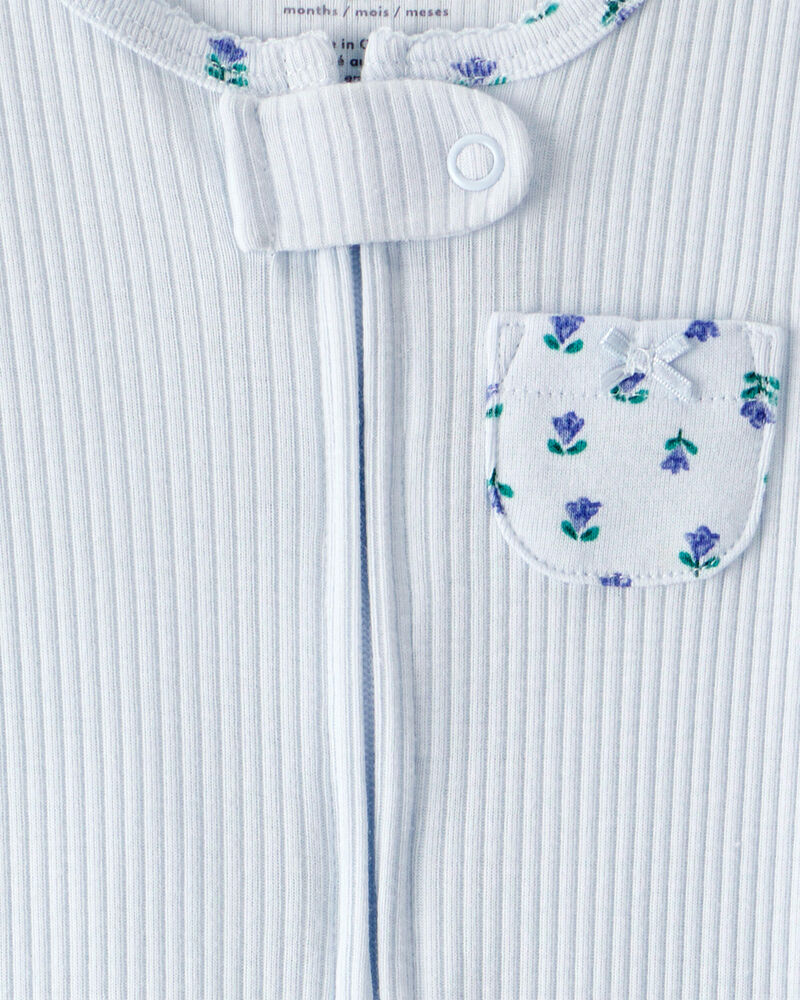 Baby Floral 2-Way Zip Thermal Sleeper Pyjamas, image 4 of 6 slides