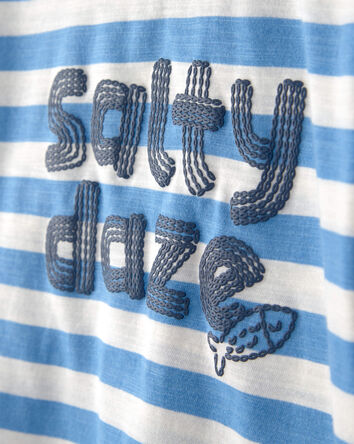 Baby Boy 'Salty Daze' Striped Graphic Tee - Blue/Ivory, 