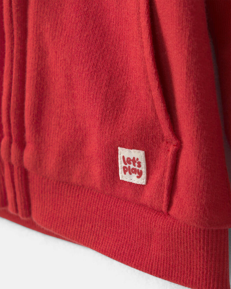 Baby Boy French Terry Zip-Up Hoodie - Red, image 3 of 5 slides