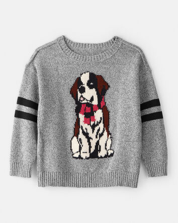 Toddler Boy Dog Sweater - Grey, 