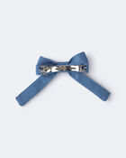 Toddler Girl 2-Pack Bow Hair Clips in Chambray - Blue, image 5 of 5 slides