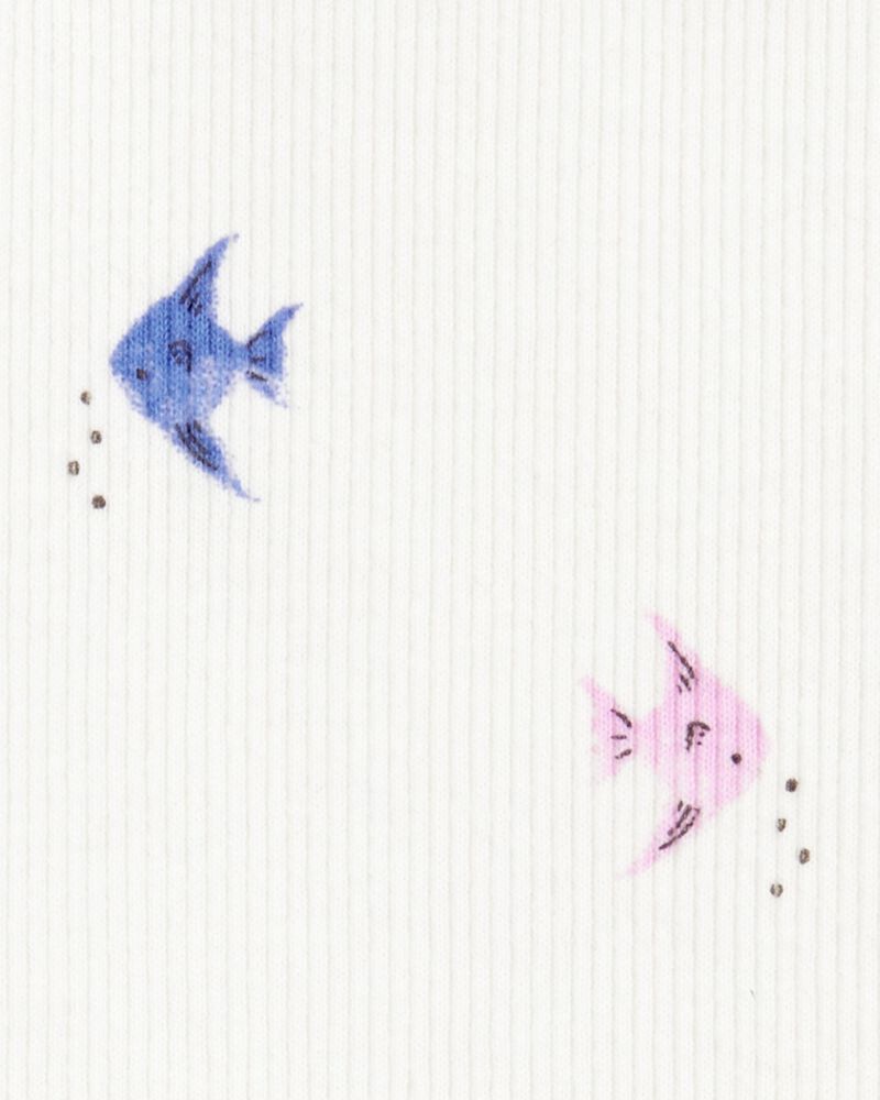 Baby Girl Fish Print Sleeveless Bodysuit, image 2 of 3 slides