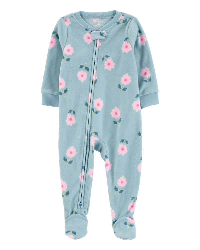 Baby 1-Piece Floral Fleece Footie Pyjamas, image 1 of 3 slides