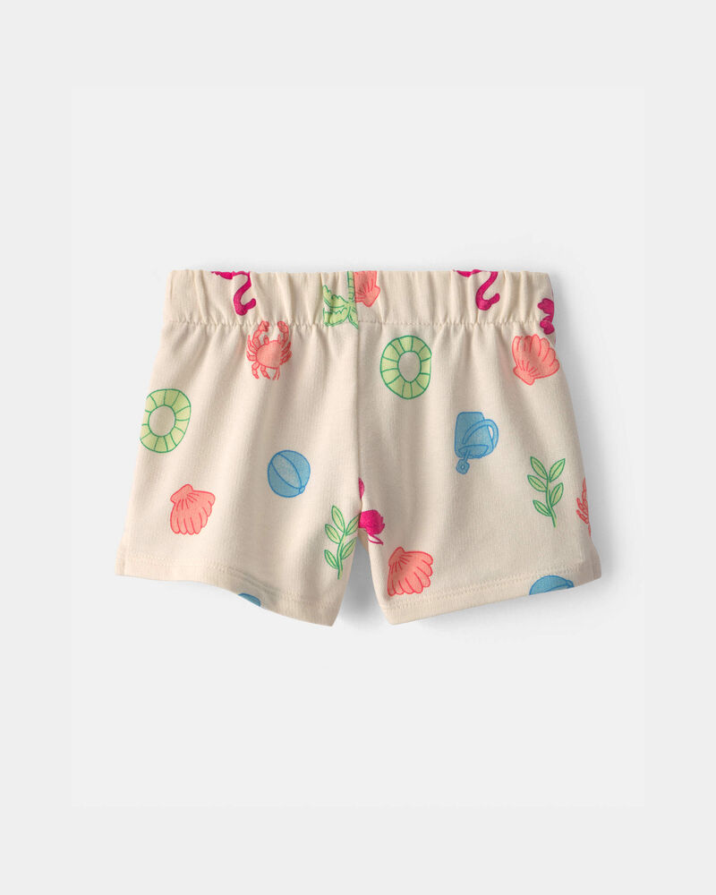 Toddler Girl Beach French Terry Shorts - Cream, image 2 of 4 slides