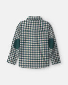 Boys Plaid Long-Sleeve Button-Down Shirt - Green/White, image 2 of 4 slides