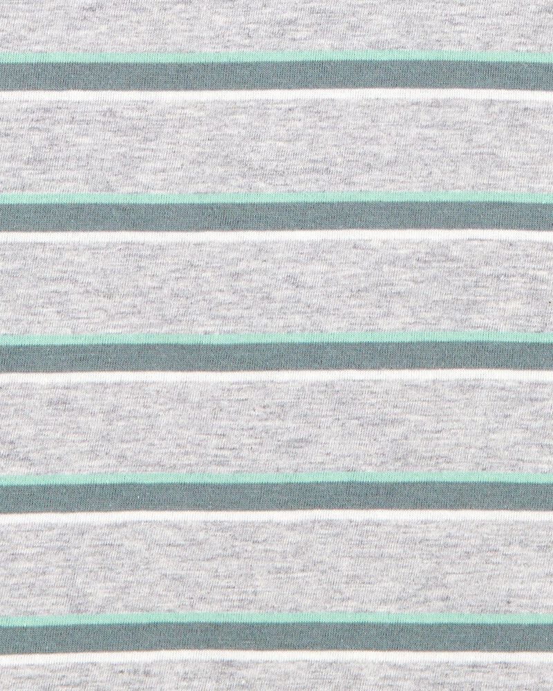 Kid Striped Knit Short-Sleeve Henley - Grey, image 2 of 3 slides
