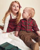 Toddler Girl 2-Piece Plaid Dress Set - Red/Cream, image 3 of 8 slides