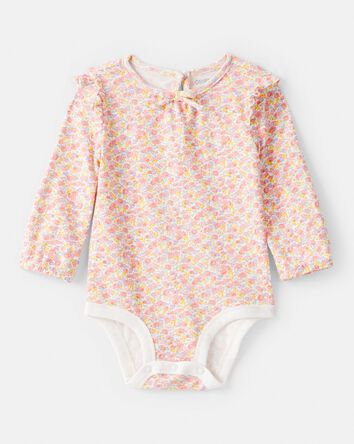 B&eacute;b&eacute; fille - Cache-couche &agrave; manches longues &agrave; motif floral - Rose, 