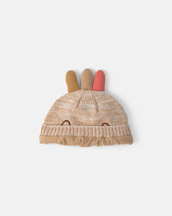 B&eacute;b&eacute; - Bonnet en tricot &agrave; motif de dinde de l&rsquo;Action de gr&acirc;ce &ndash; Cr&egrave;me, 