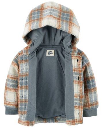 Plaid Hooded Button-Front Jacket, 