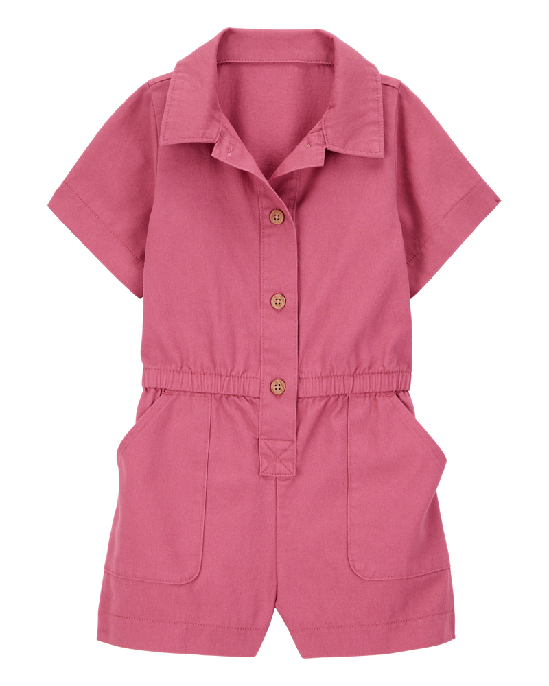 Toddler Twill Button-Down Romper - Purple, image 1 of 3 slides