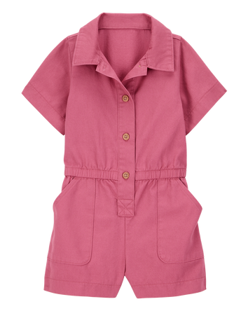Toddler Twill Button-Down Romper - Purple, 