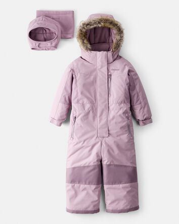 Bébé fille - Combinaison de neige 1 pièce pour fille avec bonnet et cache-cou en polaire
, 