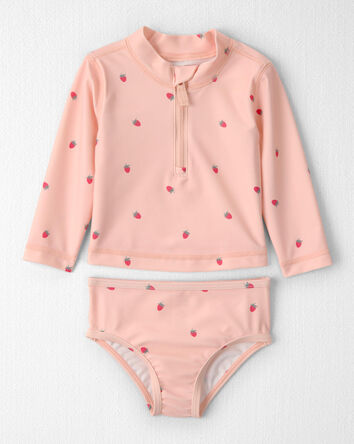 Baby Girl 2-Piece Recycled Rashguard Swimsuit Set in Blissful Petals Print, 
