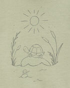 Bébé Ensemble 2 pièces cache-couche à manches courtes à tortue et pantalon - Vert olive, image 2 sur 3 diapositives