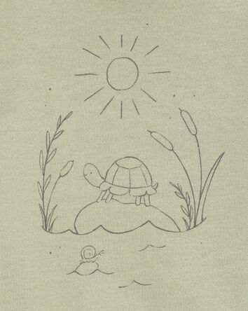 Bébé Ensemble 2 pièces cache-couche à manches courtes à tortue et pantalon - Vert olive, 