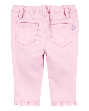 Baby Woven Embroidered Hem Pants, 