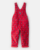 Toddler Nutcracker Print Corduroy Overalls - Red, image 1 of 5 slides