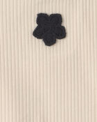 Girls Flower Embroidered Rib Tank Top - Ivory, image 3 of 4 slides