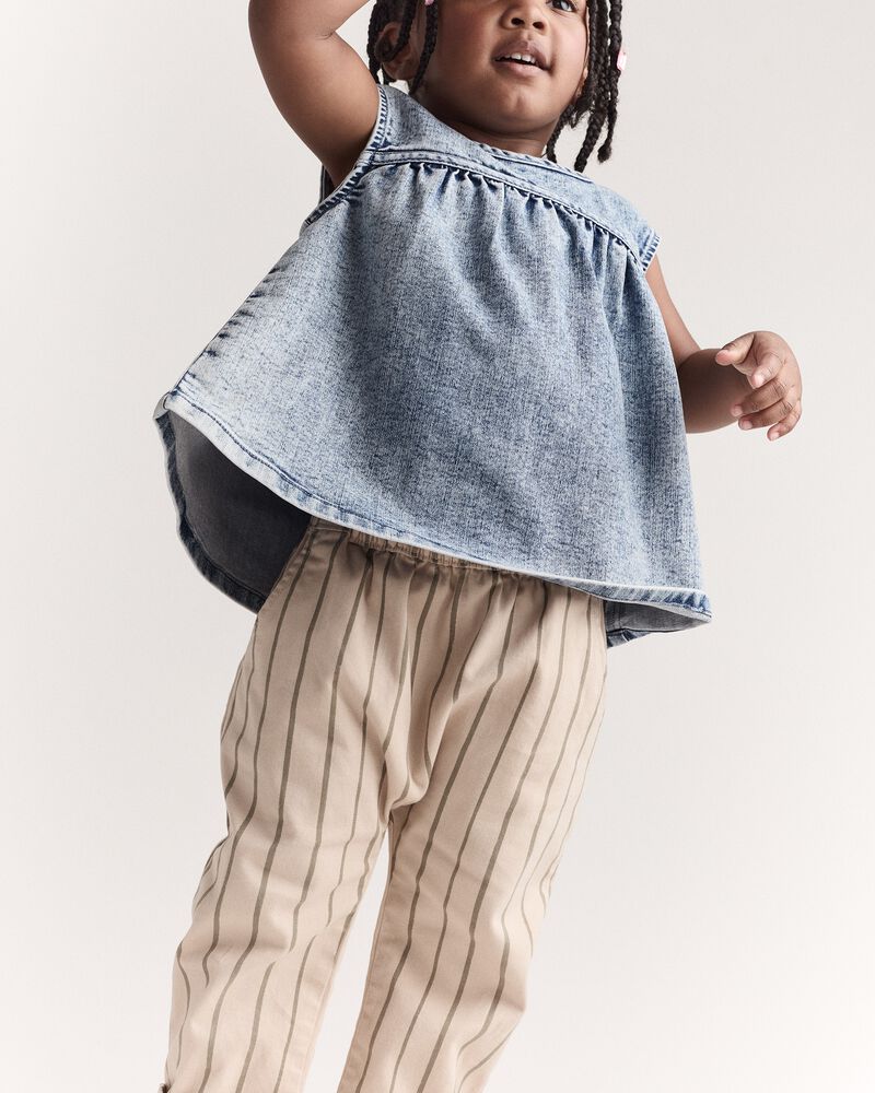 Toddler Striped Playground Pant - Beige/Olive, image 4 of 7 slides