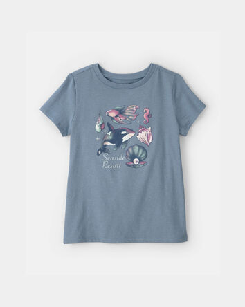 Filles - T-shirt &agrave; imprim&eacute; vie marine &laquo;Seaside Resort&raquo; - Bleu, 