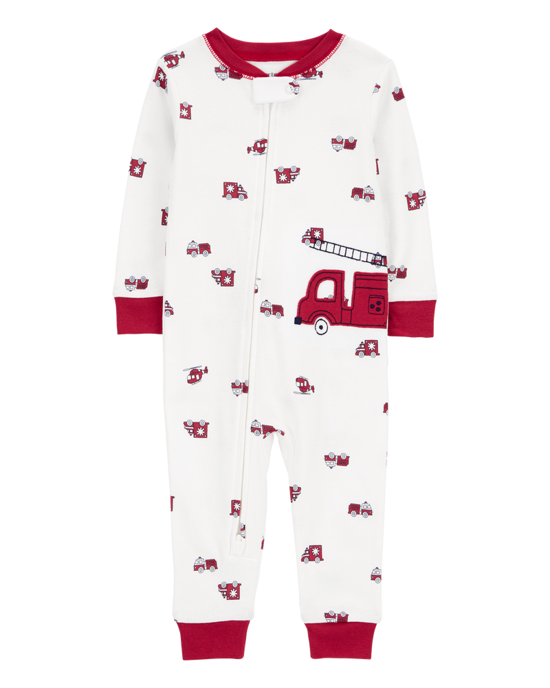 Baby 1-Piece Firetruck 100% Snug Fit Cotton Footless Pyjamas, image 1 of 4 slides