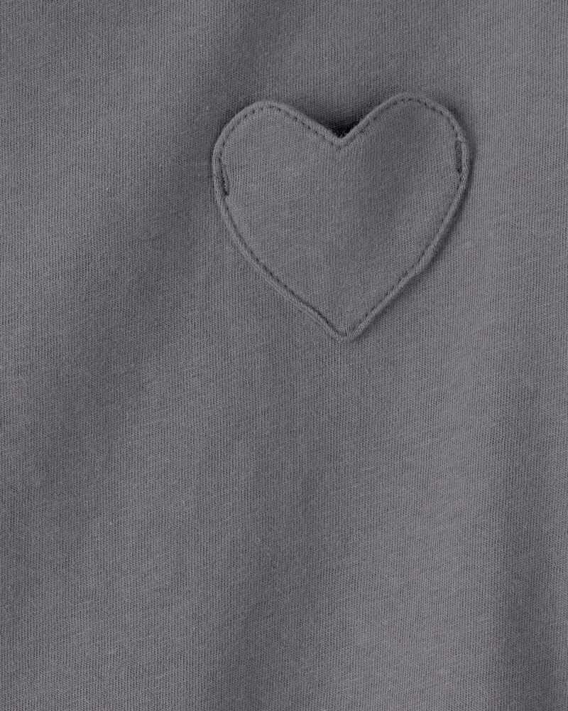 Toddler Girl Heart Pocket Top - Grey, image 2 of 3 slides