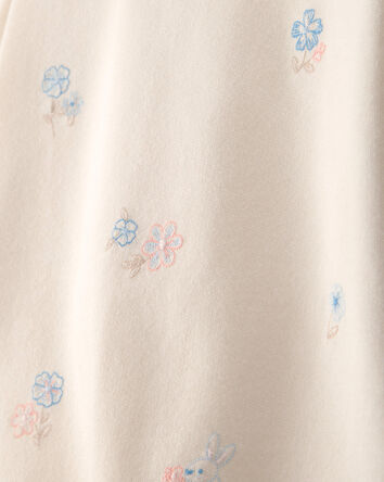 Tout-petit fille - Ensemble 2 pi&egrave;ces haut en jersey bouclette &agrave; fleurs et jupe-short - Cr&egrave;me, 